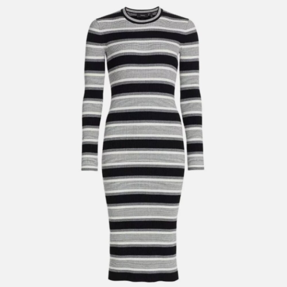 Theory Empire Wool Stripe Midi Dress